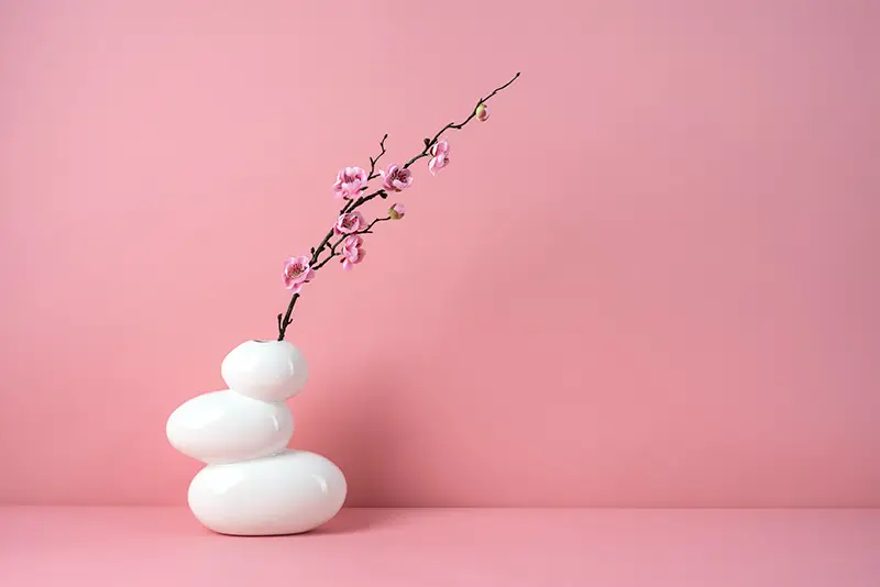 Arranjo de ikebana exposto no Espaço Cultural